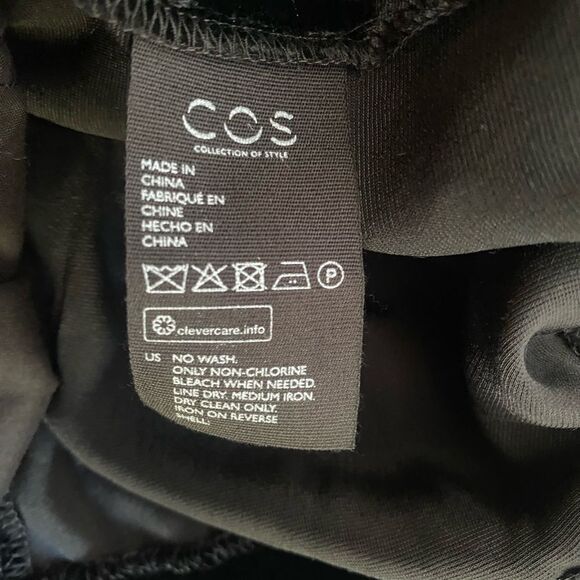 COS Womens Dress Sz 8  Black Velvet Boat Neck Long Sleeve Pockets Minimalist NWT - Picture 12 of 15